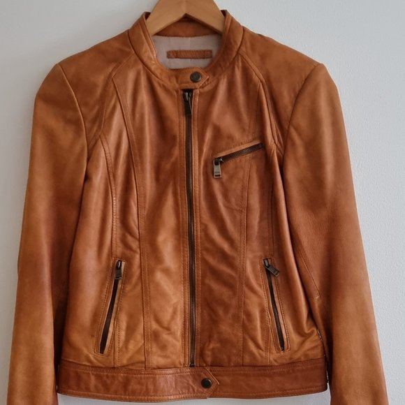 Tan Leather Jacket - Picture 1 of 3